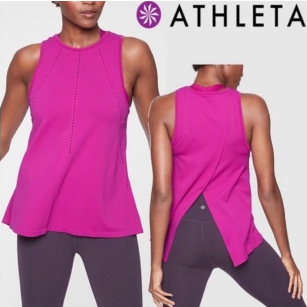 Athleta Hot Pink Sleeveless Split-Back Tank Top
